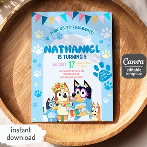 Paw-ty Editable Invitation, puppies Printable Birthday Invite boy girl, puppy invitation, dog invite, pool party Birthday Invite template