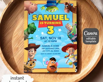 Toy Story Birthday Invitation, Editable 3rd Birthday Invite (Digital Download)