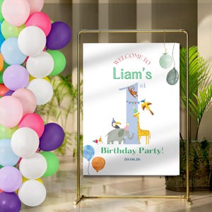 Welcome sign 1st birthday First birthday welcome sign for birthday Editable Safari Welcome Sign Safari Birthday Decor Jungle Animals Decor