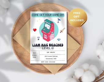 Editable Arcade Birthday Invitation Video Game Party Arcade Theme Retro Invitation Gamer Invitation Game On Invite Bruh Birthday Invitation