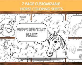 Editable Horse Coloring Sheet Pages Template Birthday Activity Decor 1st Rodeo Printable Cute Horse Activity Sheets Easy Horse coloring page