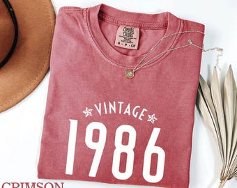 Custom Birth Year Comfort Colors® Tshirt, Personalized Birthday Shirt,1986 Birthday Tee,  Vintage Birth Year Clothing Gift, Birthday Outfits
