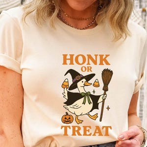Honk or Treat Shirt, Witchy Goose Halloween Shirt, Spooky Goose Shirt, Comfort Colors® Halloween Shirt, Funny Goose Shirt for Women