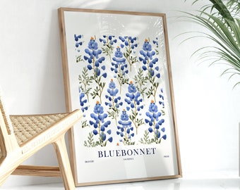 Bluebonnet fleur sens bravoure, sacrifice, fierté Texas State fleur impression Botanique Art chambre affiche salle de bain Decor téléchargement immédiat