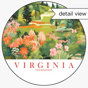 Affiche de voyage rétro Virginie, Old Dominion State impression vacances affiche montagnes peinture rivière Shenandoah, téléchargement immédiat image 3