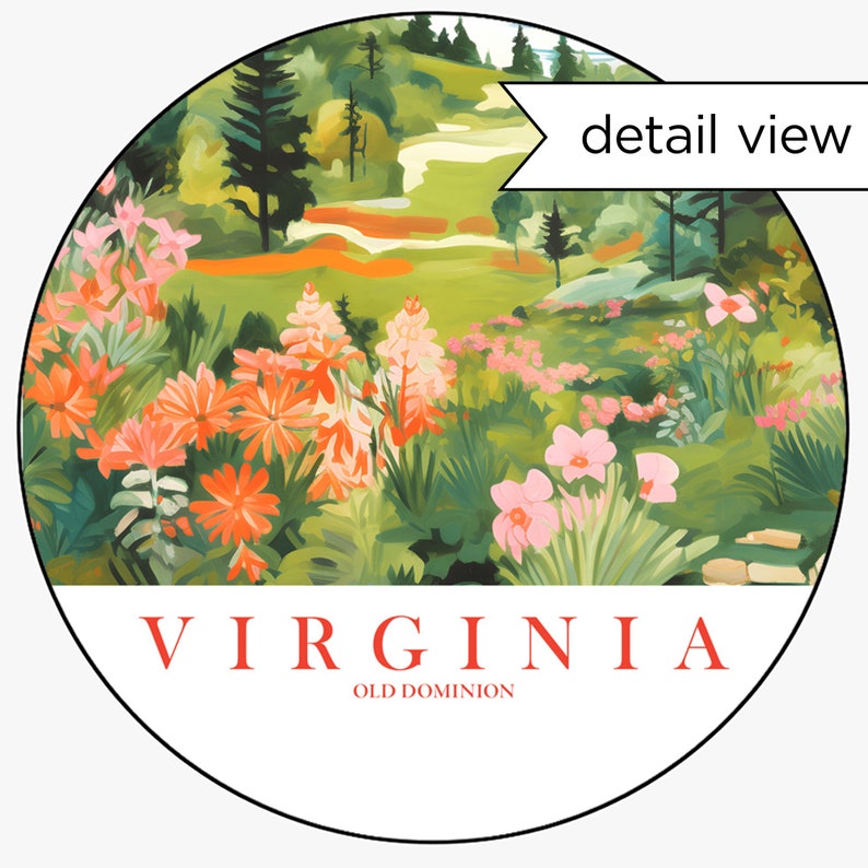 Affiche de voyage rétro Virginie, Old Dominion State impression vacances affiche montagnes peinture rivière Shenandoah, téléchargement immédiat image 3