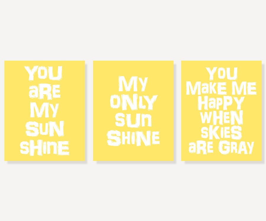 Yellow Polka Dots Nursery Typography Wall Art Sunshine Print Baby Shower Yellow My Sunshine Nursery Quote You Are My Sunshine