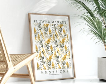 Kentucky State Flower Market Goldenrod Yellow Floral Botanical Wall Art Watercolor KY Poster Instant Download