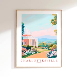 Charlottesville Travel Print, Virginia Print Dorm Poster Landscape Painting Scenery, Printable Wall Art