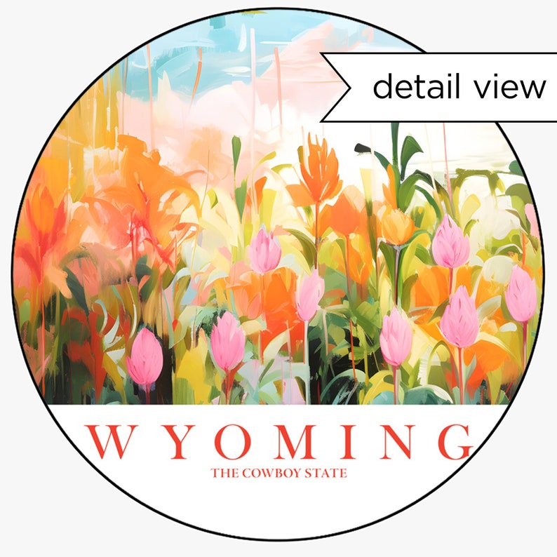 Wyoming Retro Travel Poster Cowboy State Pink Orange Print Grand Tetons National Park Painting Mountains Wall Art, Instant Download image 3