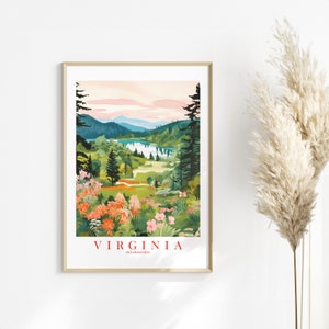 Affiche de voyage rétro Virginie, Old Dominion State impression vacances affiche montagnes peinture rivière Shenandoah, téléchargement immédiat image 5