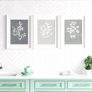 Wildflower Print Set Floral Wall Art, Gray Neutral Posters, Botanical Prints, Bedroom Bathroom Kitchen Prints, Instant Download image 6