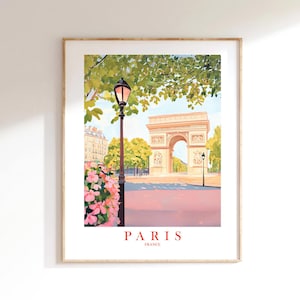 パリ旅行プリント、凱旋門ポスターフランスヨーロッパ絵画寝室寮装飾風景画、印刷可能な壁アート