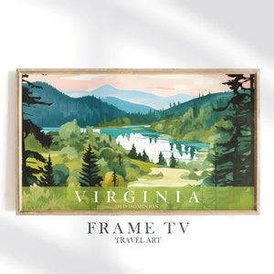 Virginia Frame TV Art Landscape Painting, State Travel Poster Aesthetic, Old Dominion Green Blue Television, Digital Download