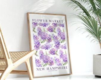 New Hampshire Lilac State Flower Market Decor Bedroom Poster Purple Wall Art Kitchen Floral Bathroom Print Gift for Her NH Instant Download