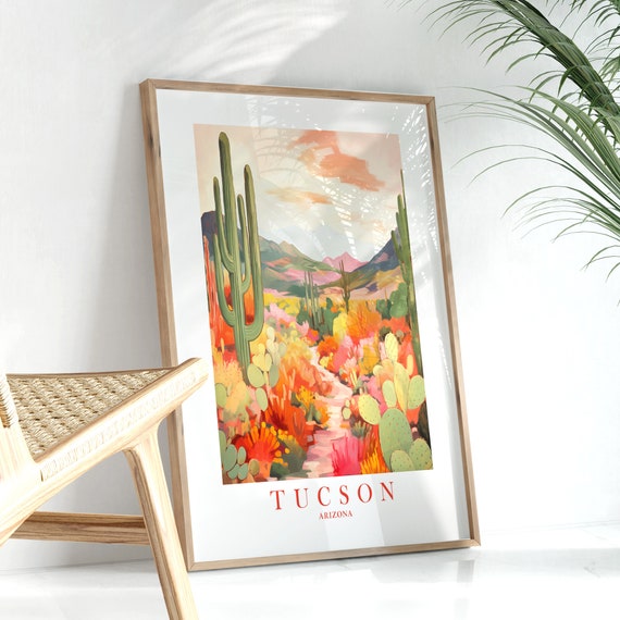 Tucson AZ Print Travel Poster Retro State Arizona Painted Desert