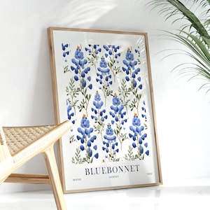 Bluebonnet Flower Meaning Bravery, Sacrifice, Pride Texas State Flower Print Botanical Art Bedroom Poster Bathroom Decor INSTANT DOWNLOAD