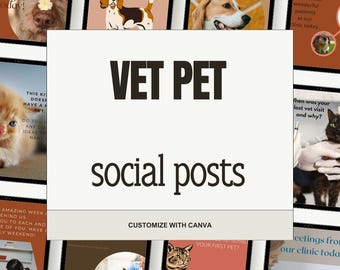 Pets Instagram Post Template | Pet Instagram Story Template | Social Media Template | Dog Cat Pet Lover Vet Template, Vet Business Template