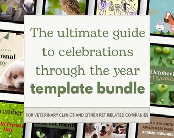 Pet instagram post templates, VETERINARIAN INSTANT DOWNLOADS, Animal, Social Media Posts and Stories, Vet Clinic, Pet, Editable, Instagram