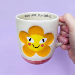 Flower Tea Cup, Handmade Ceramic Mug, Colorful Unique Gift, Handmade Ceramic Mug, Floral Handle & Hand-Painted Bloom Design Pottery Cup