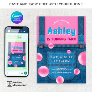 Printable Ms Rachel Birthday Invitation, editable first words invite, let's say party, first words invite template, 2nd second 3rd third image 3