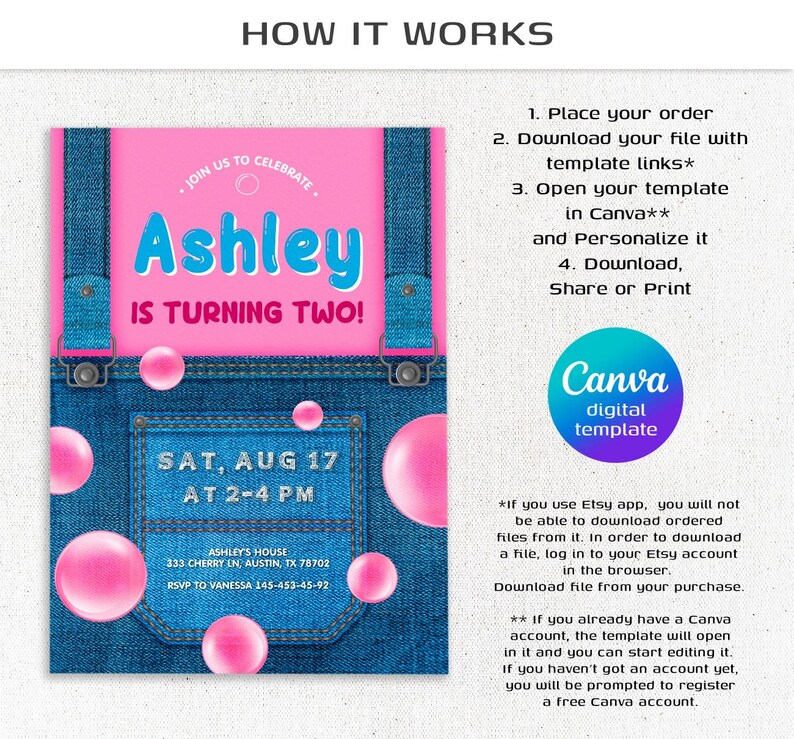 Printable Ms Rachel Birthday Invitation, editable first words invite, let's say party, first words invite template, 2nd second 3rd third image 6
