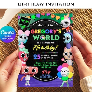 Dandy&#39;s World Birthday Invitation, Dandy Twisted Toon Birthday Invitation, Dandy&#39;s World Birthday Party