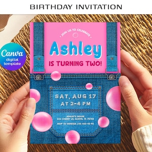 Printable Ms Rachel Birthday Invitation, editable first words invite, let's say party, first words invite template, 2nd second 3rd third image 1