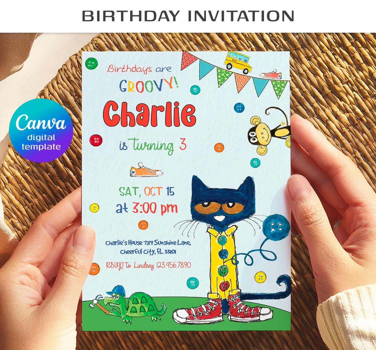 Pete el gato invita - Etsy México, image size:1300x1210