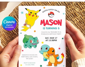 Printable Birthday Invitation, b-day invite, editable invitation, anime birthday invite, Instant Download