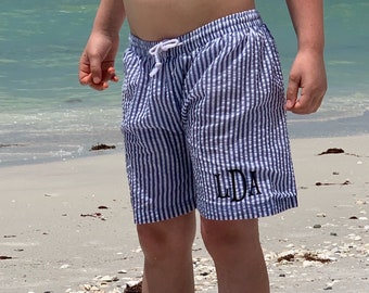 Seersucker Swim Trunks Monogram Swim 