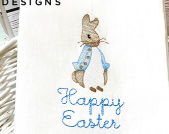 Peter Rabbit Tea Towel, Embroidered Peter Rabbit towel, Peter rabbit towel, Easter Tea towel, Easter towel, Easter home decor