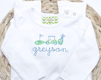 Baby Boy Golf Outfit, Toddler Boy Golf outfit, baby boy golf gift, golf baby gift, Boys Monogram Romper, Golf Romper, baby golf outfit