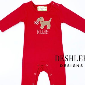 Puppy Valentines Romper, Puppy Valentine Romper, Valentines Romper, Valentine Romper, boys valentines romper, valentines dog outfit