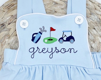 Golf Sunsuit, Baby Golf Outfit, baby boy golf outfit, toddler boy golf outfit, baby boy golf gift, baby boy golf gift idea, golf romper