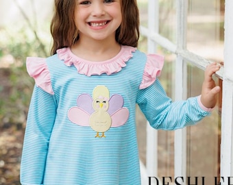 Girls Turkey Dress, Girls Thanksgiving Dress, Pastel turkey dress, pink turkey dress, monogram turkey dress, monogram thanksgiving dress