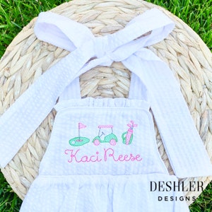 Girls Golf Bubble, baby girl golf outfit, toddler girl golf outfit, girls golf sunsuit, baby girl golf sunsuit, girls golf romper