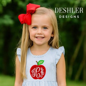 Back to School Dress, Monogram Back to school dress, Apple Dress, Monogram Apple Dress, Girls Back to School dress, back to school outfit