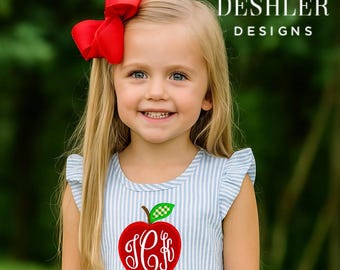 Back to School Dress, Monogram Back to school dress, Apple Dress, Monogram Apple Dress, Girls Back to School dress, back to school outfit