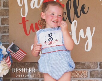 Girls Patriotic Bubble, Yankee Twodle Dandy outfit, patriotic monogram bubble, girls red white and blue bubble, girls patriotic romper