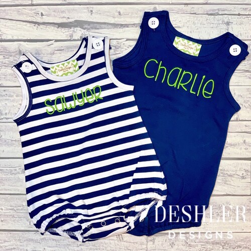 Monogram Bubble Baby Bubble Boys Sunsuit Monogrammed Etsy