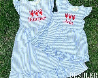Crawfish Party, Crawfish Outfit, Crawfish Dress, Crawfish party Dress, Monogrammed Crawfish Dress, Crawfish, crawfish outfit