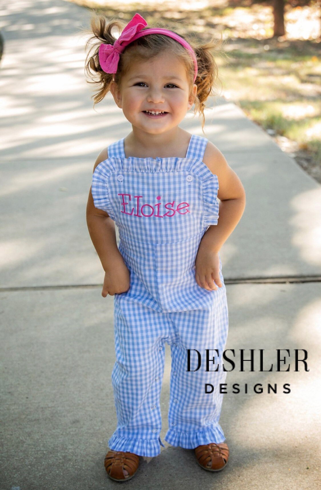 Toddler Girl Heart Pattern Ruffled Pink Overalls