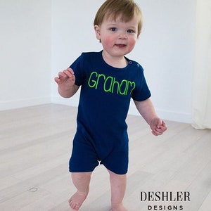 Boys Monogram Romper, Monogram Boys Romper, Monogram Romper ...