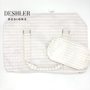 Khaki Gingham Duffle Bag, Baby Boy Duffel Bag, Boys Monogram Overnight Bag, Baby boy luggage bag, Monogram Duffle for boys, monogram duffel