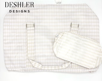 Khaki Gingham Duffle Bag, Baby Boy Duffel Bag, Boys Monogram Overnight Bag, Baby boy luggage bag, Monogram Duffle for boys, monogram duffel