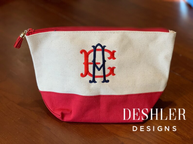 Monogram cosmetic bag, Monogrammed Cosmetic bag, Monogram pouch, monogram organizer, monogram makeup bag, zippered pouch, girls group gift image 8