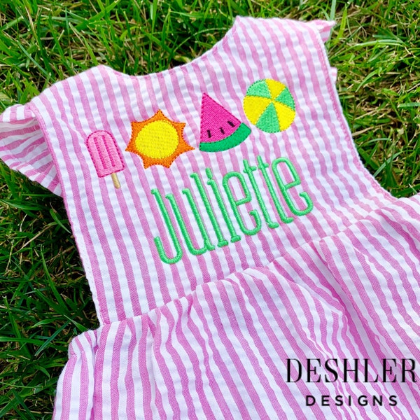 Beach First Birthday outfit, girls beach bubble, girls beach theme bubble, girls beach sunsuit, beach theme party outfit, beach outfit