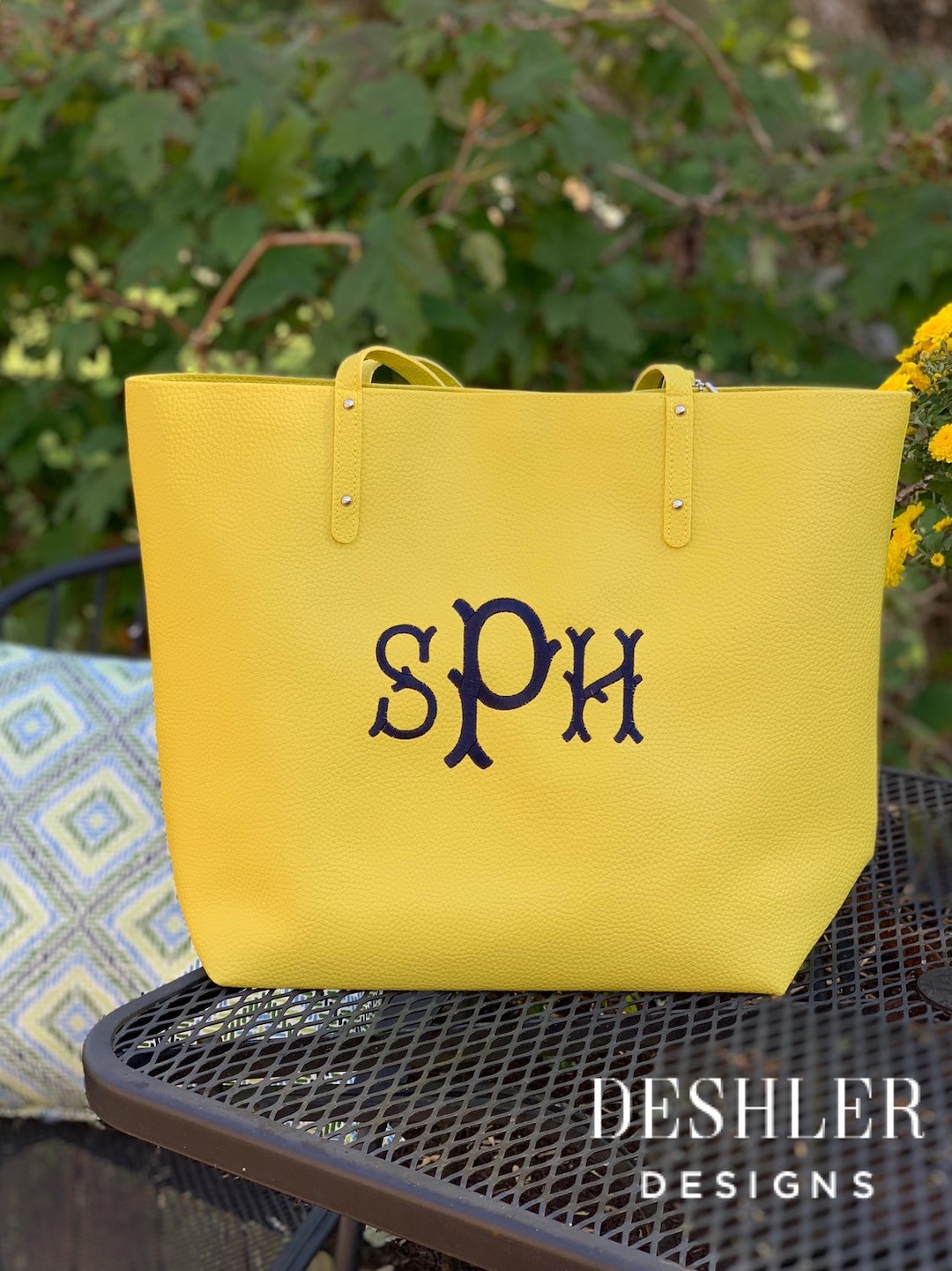 Monogram Tote Bag Monogrammed Tote Monogram Tote Etsy