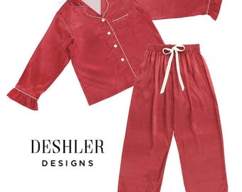 Womens Christmas Pajamas, womens christmas pjs, womens holiday pajamas, womens holiday pjs, red pajamas, red pjs, christmas pjs, christmas